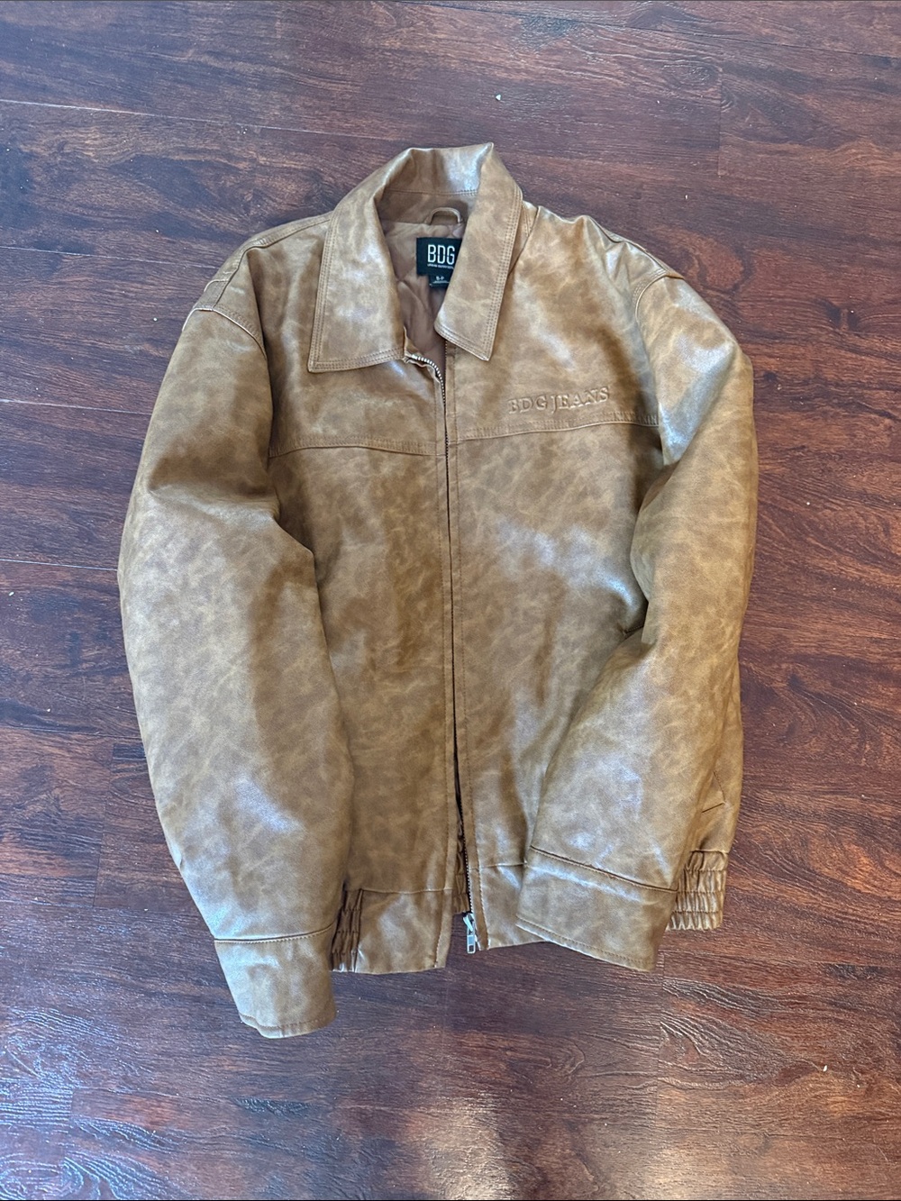 BDG Brown Faux-Leather Bomber Jacket - Picture 4 of 8